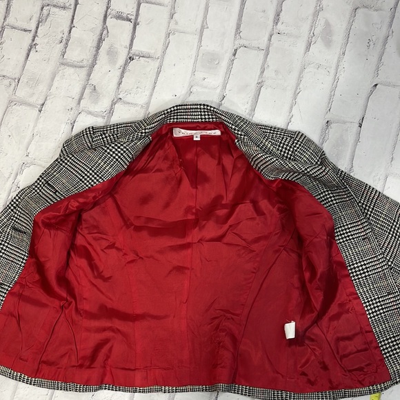 Trina Turk Blazer Plaid Wool Blend Cropped Fully Lined 3/4 Sleeve 3-Button - Picture 11 of 12